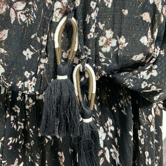 ZARA Black Mini Floral Printed Dress Size Medium - Picture 6 of 10